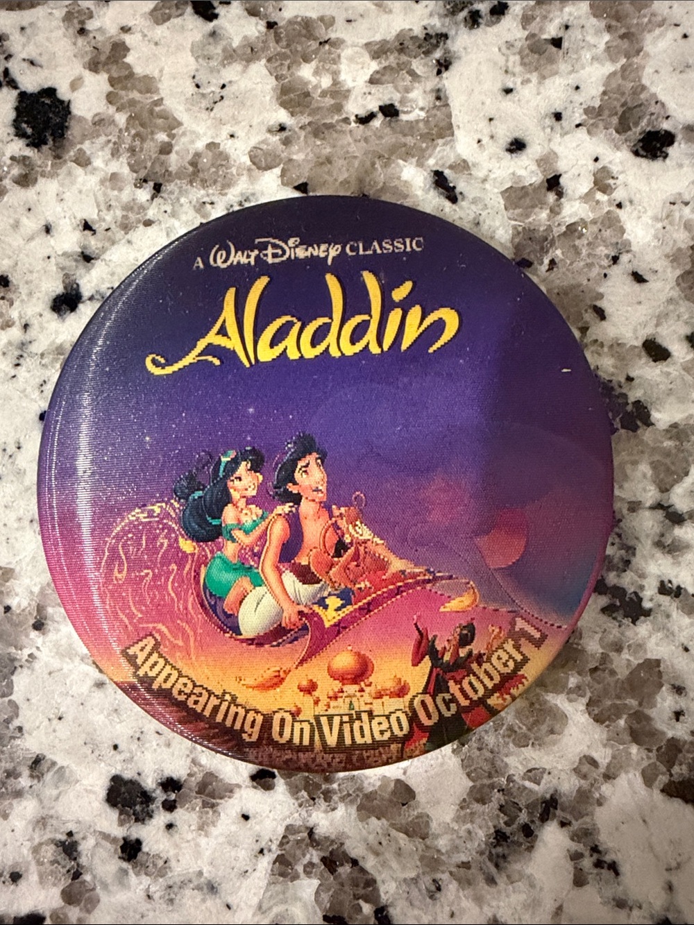 Walt Disney Aladdin Vintage Promo Button